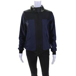 KORAL ACTIVEWEAR Womens Long Sleeve Zip Front Hoodie Black Blue Small